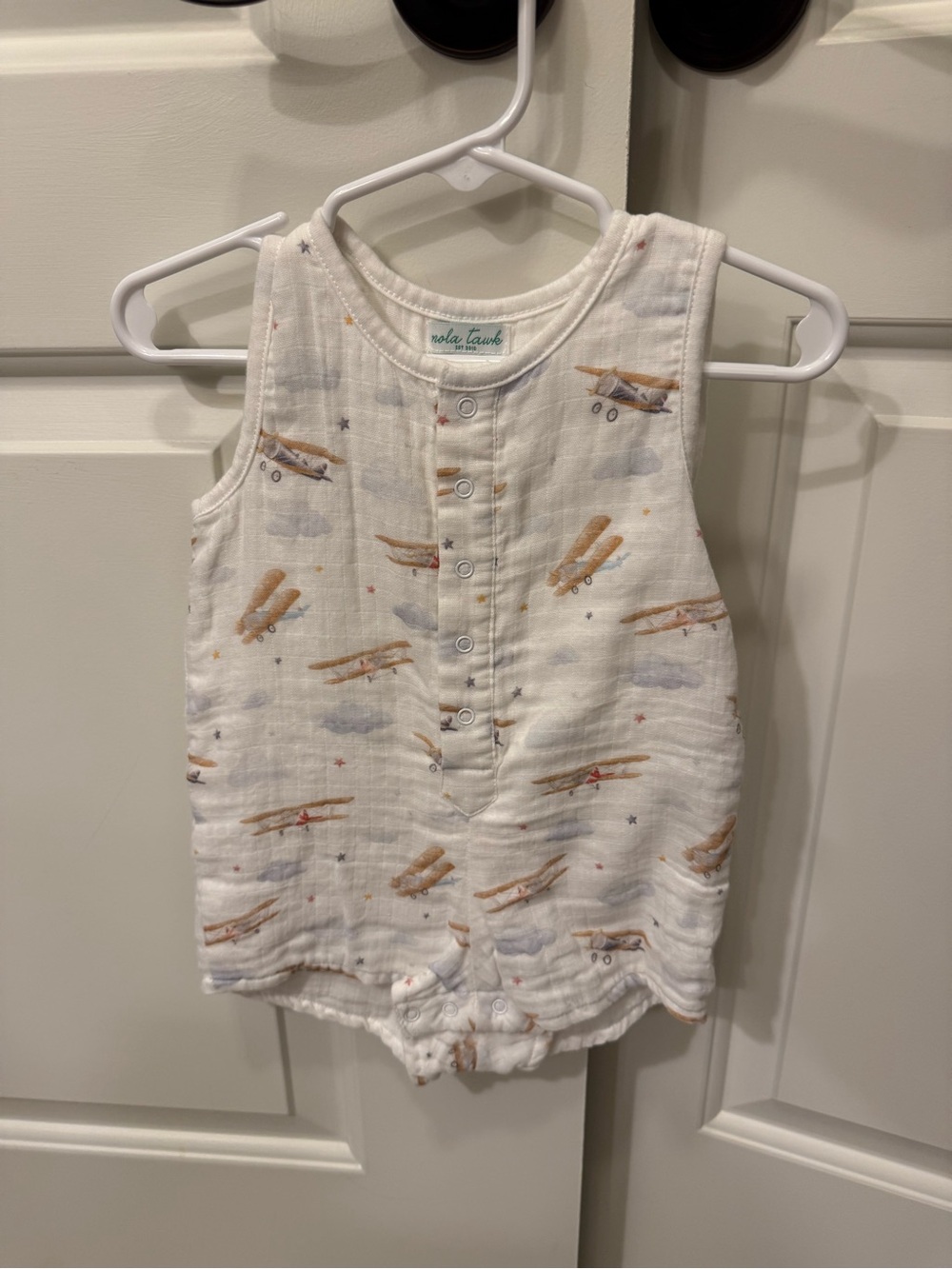 Airplane Muslin Romper/Bubble 6/12m